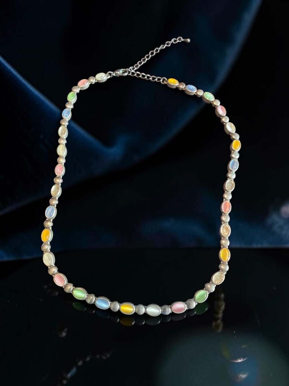Premier Designs Parfait Necklace Silver Tone Pastel Cabochon